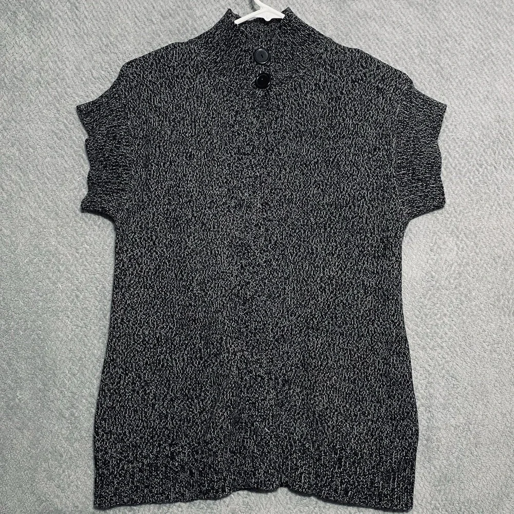 Bobbie Brooks Women's‎ Cardigan Sz 12/14 Short Sleeve Open Front Sweater Gray